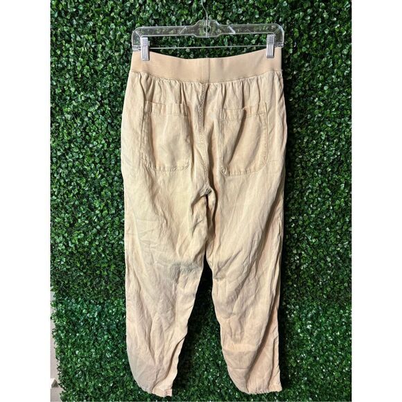 FAHERTY TAN LINEN AND TENCEL STRAIGHT LEG PANTS SZ LARGE - Picture 3 of 5